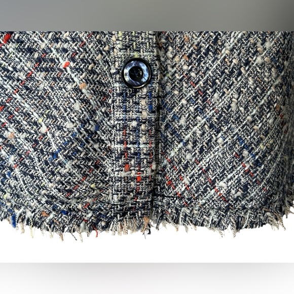 Chicos Blue Tweed Jacket Blazer Raw Hem Button Front Size 16/18 Chicos Sz 3 - Picture 3 of 13